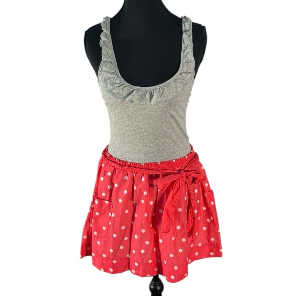 Hollister Y2K Polka Dot Micro Mini Tank Dress XS Pink Ruffle Scoop Neck